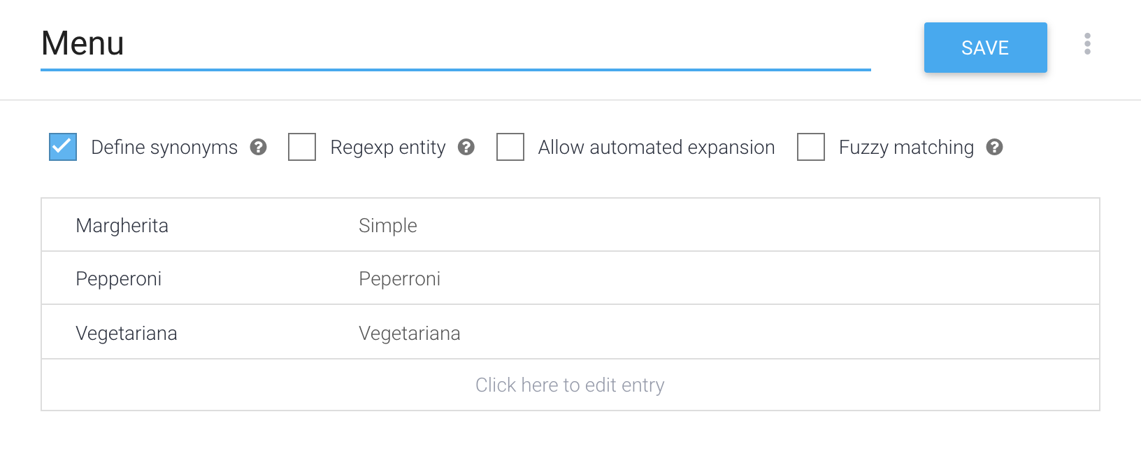 Dialogflow Intent